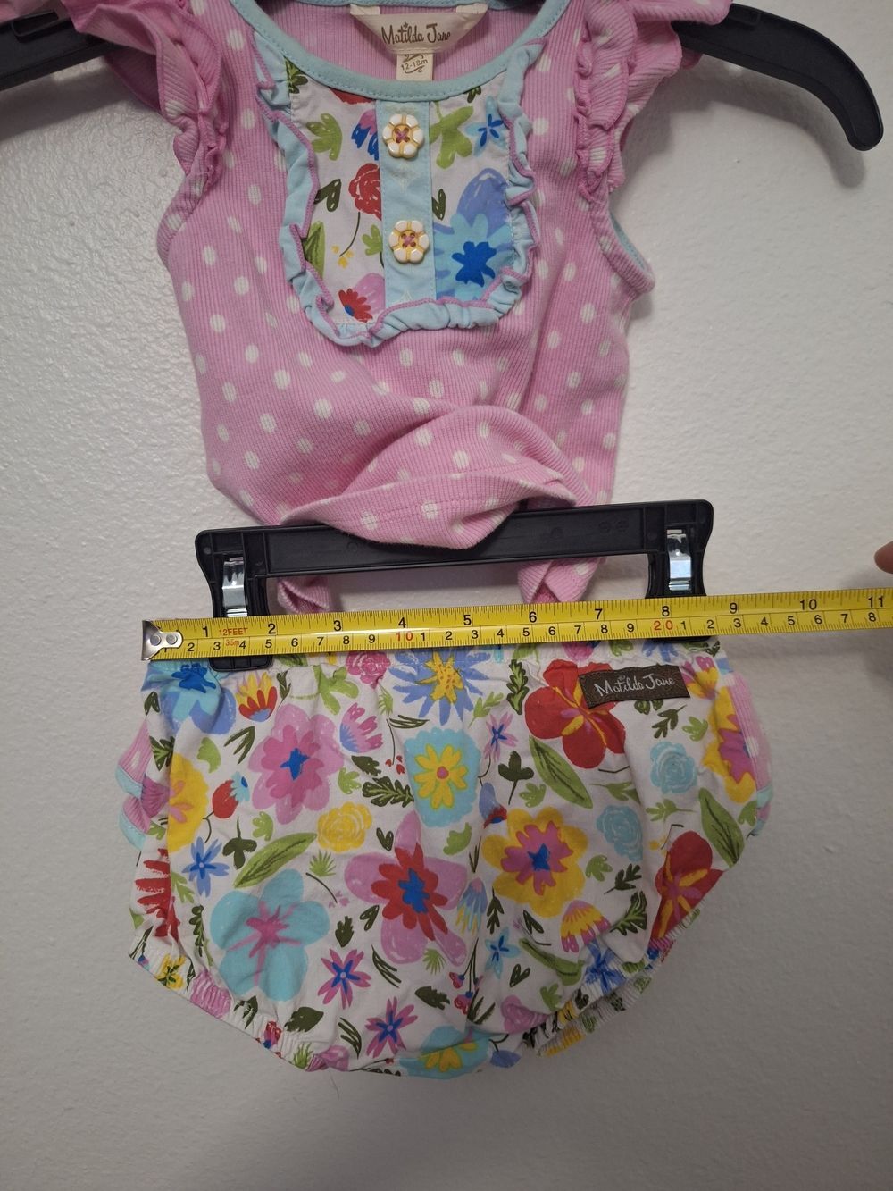 Matilda Jane Pink Polka Dot Romper with Floral Bloomer & Hat - Picture 10 of 11